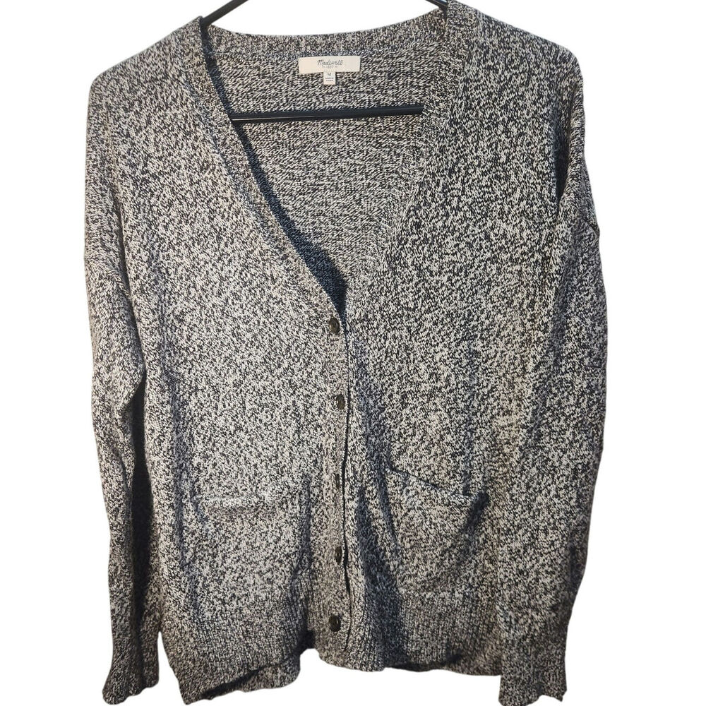 MADEWELL Landscape button-up cardigan size medium black white